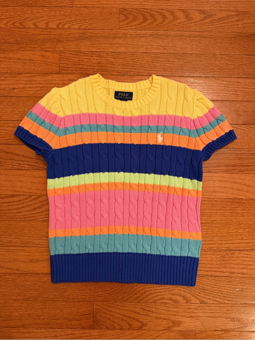 NWOT Polo Ralph Lauren Girls Striped Cotton Short-Sleeve Sweater